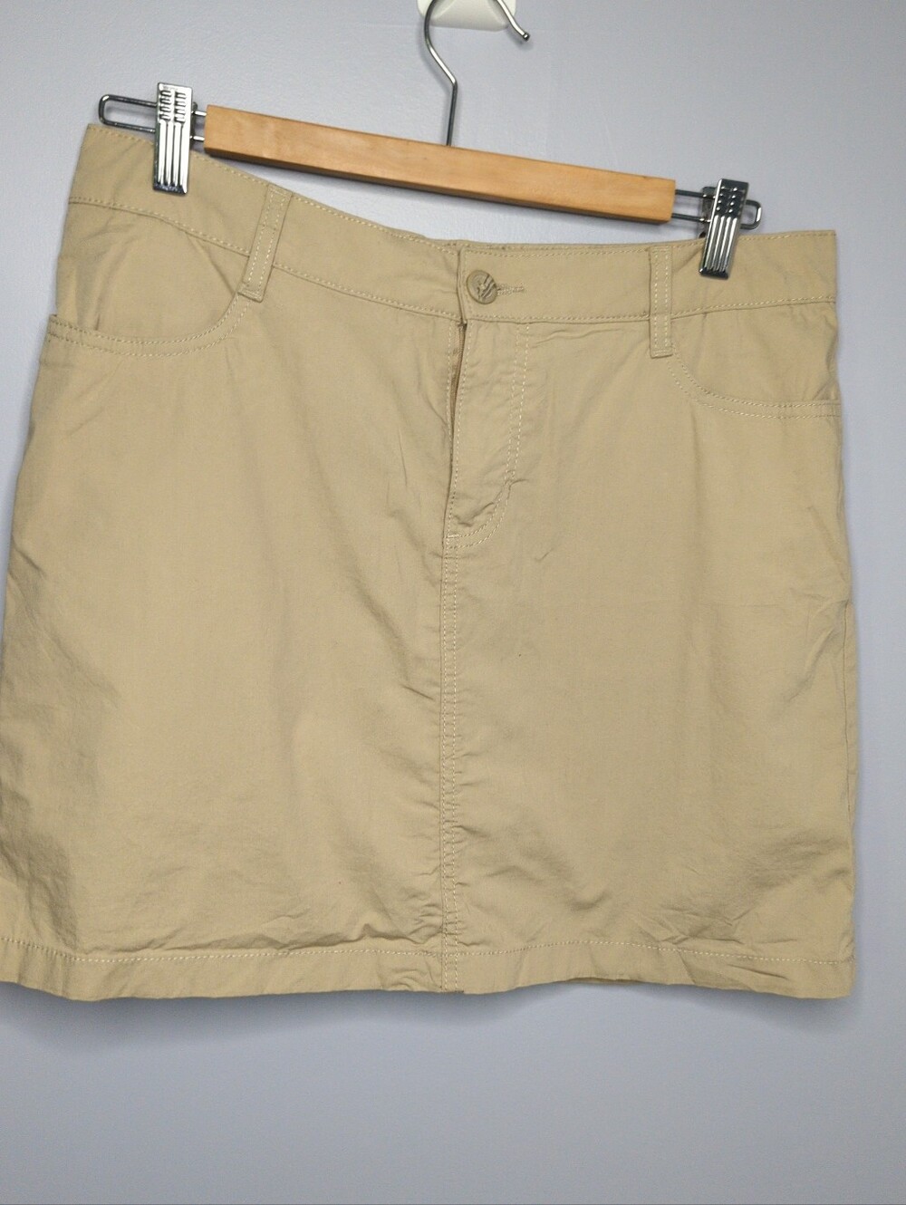 St. John's Bay Khaki Active Twill Skort - Stretch Cotton Blend Sz 10